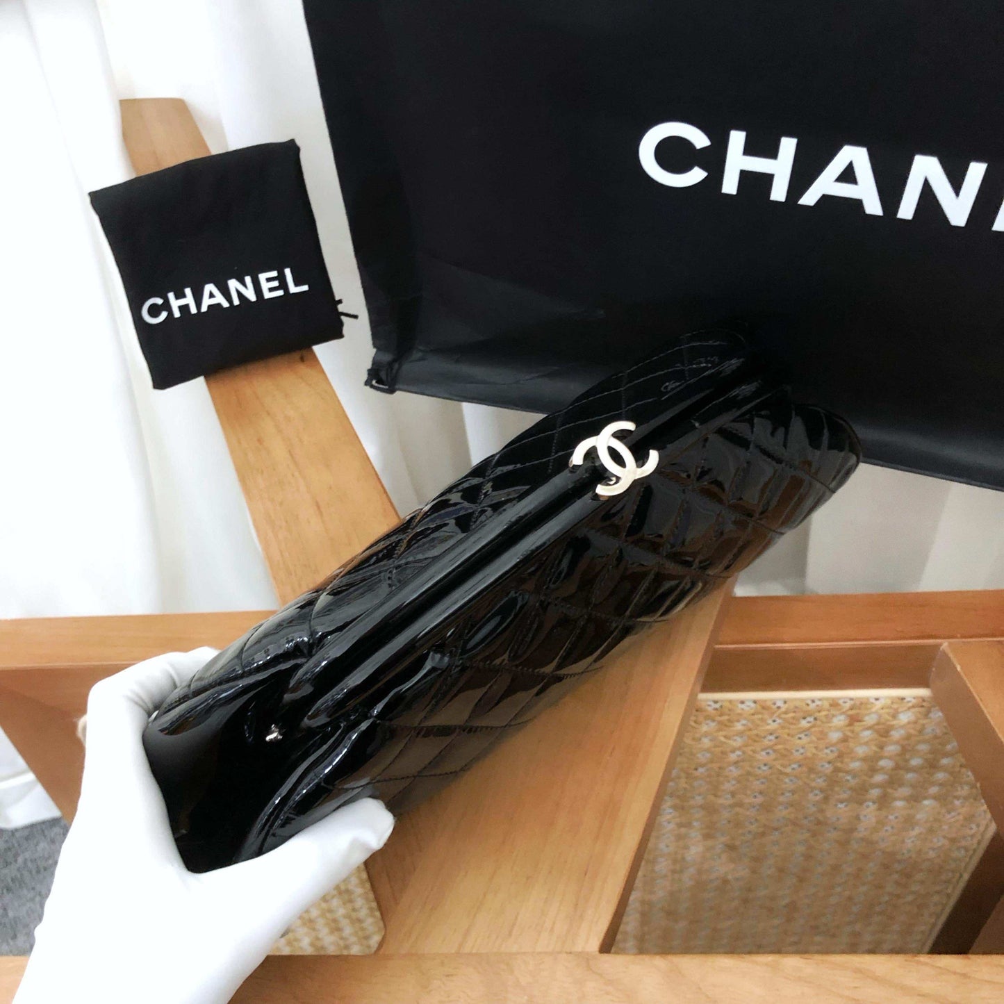 Chanel Quilted Black Clutch Bag Preloved 2011