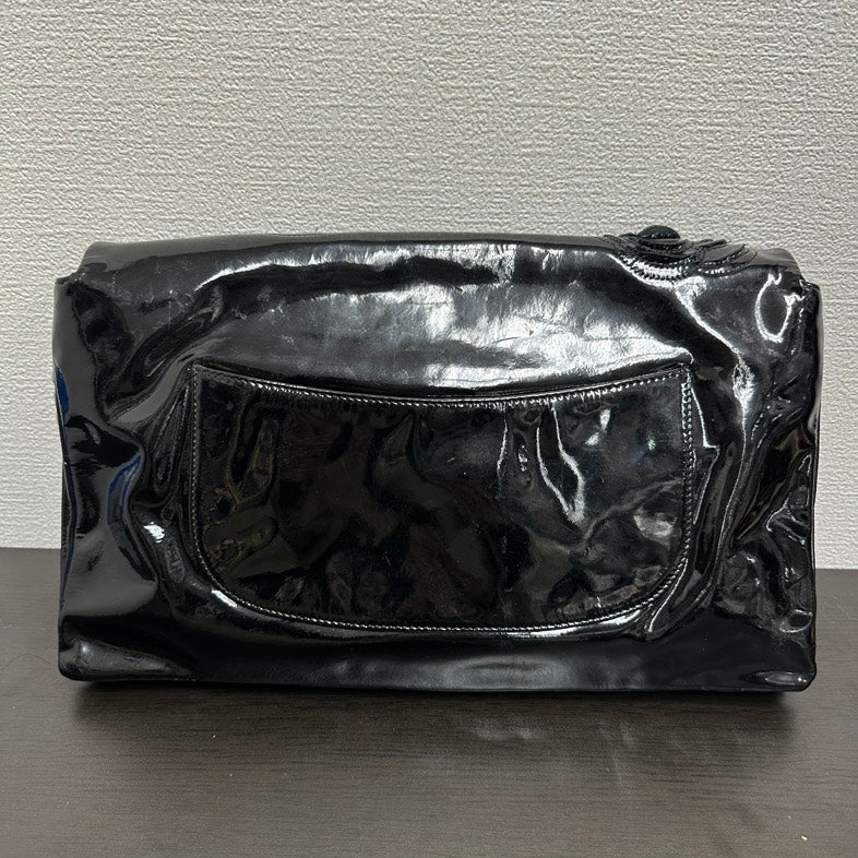 Chanel V Black Floral Patent Leather Chain Shoulder Bag