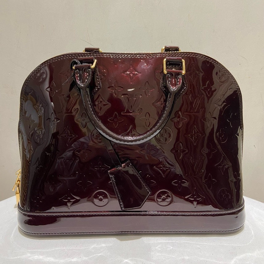 Louis Vuitton Patent Alma PM in Amarante - Preloved Top Handle Bag