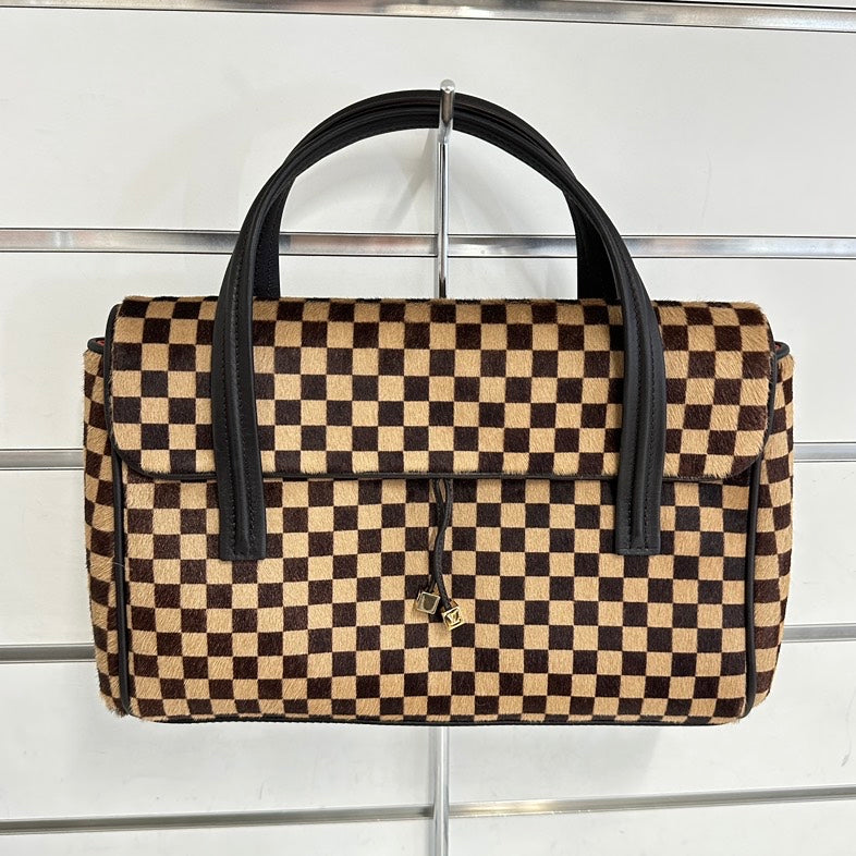 Louis Vuitton Damier Ebene Horse Fur Shoulder Bag, Brown Checkered