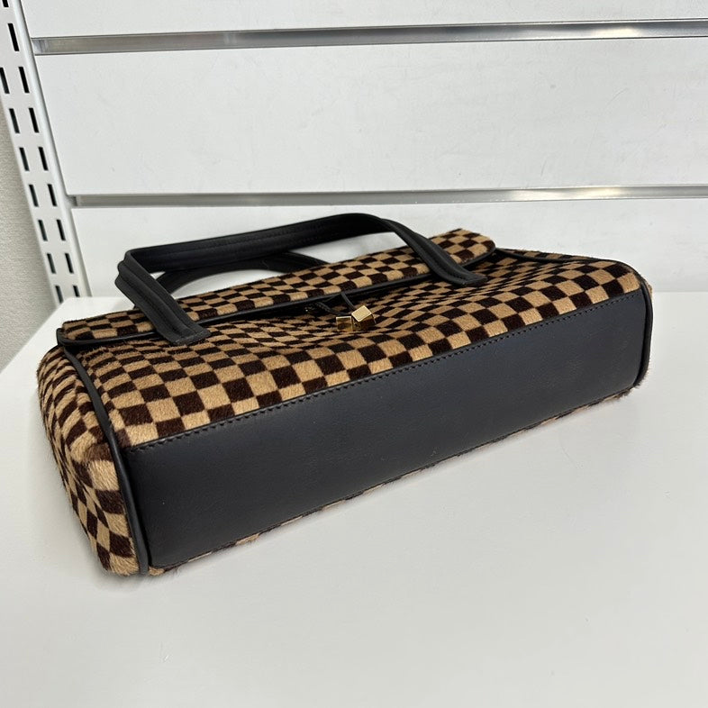 Louis Vuitton Damier Ebene Horse Fur Shoulder Bag, Brown Checkered