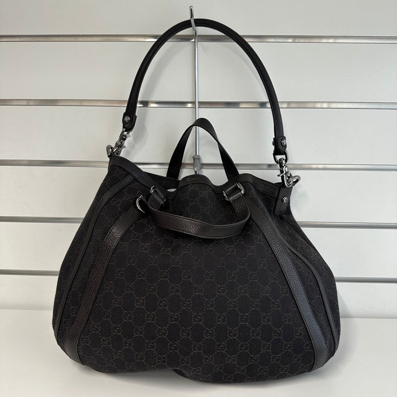 Pre-loved Gucci GG Monogram Large Black Canvas Tote Bag 1695