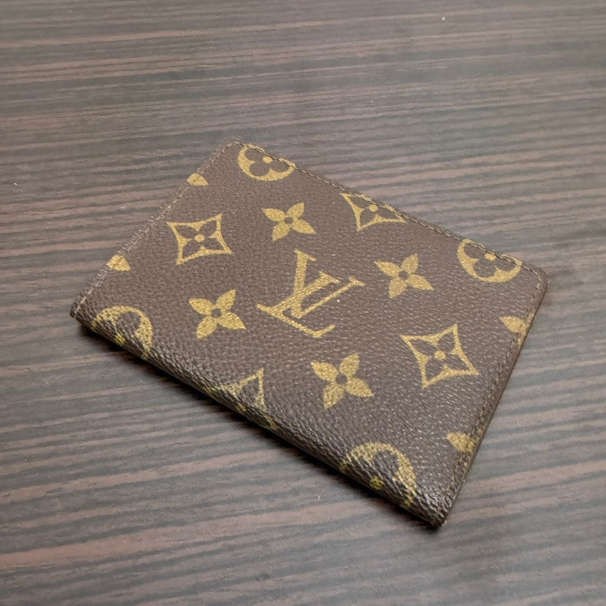 Preloved Louis Vuitton Monogram Card Case Brown Leather FM0293