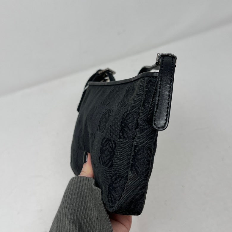 LOEWE Black Canvas & Leather Clutch Bag AF625