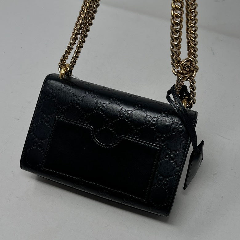Preloved Gucci GG Marmont Leather Chain Black Shoulder Bag AF632