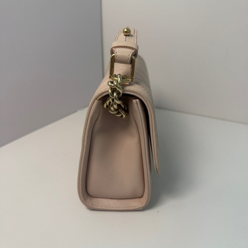 Chanel Preloved Flap Bag with Handle in Beige Leather ‑ Top Handle Bag