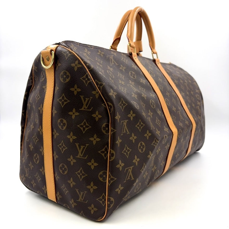 Preloved Louis Vuitton Monogram Keepall 55 2way Bag Brown Duffle LB109519