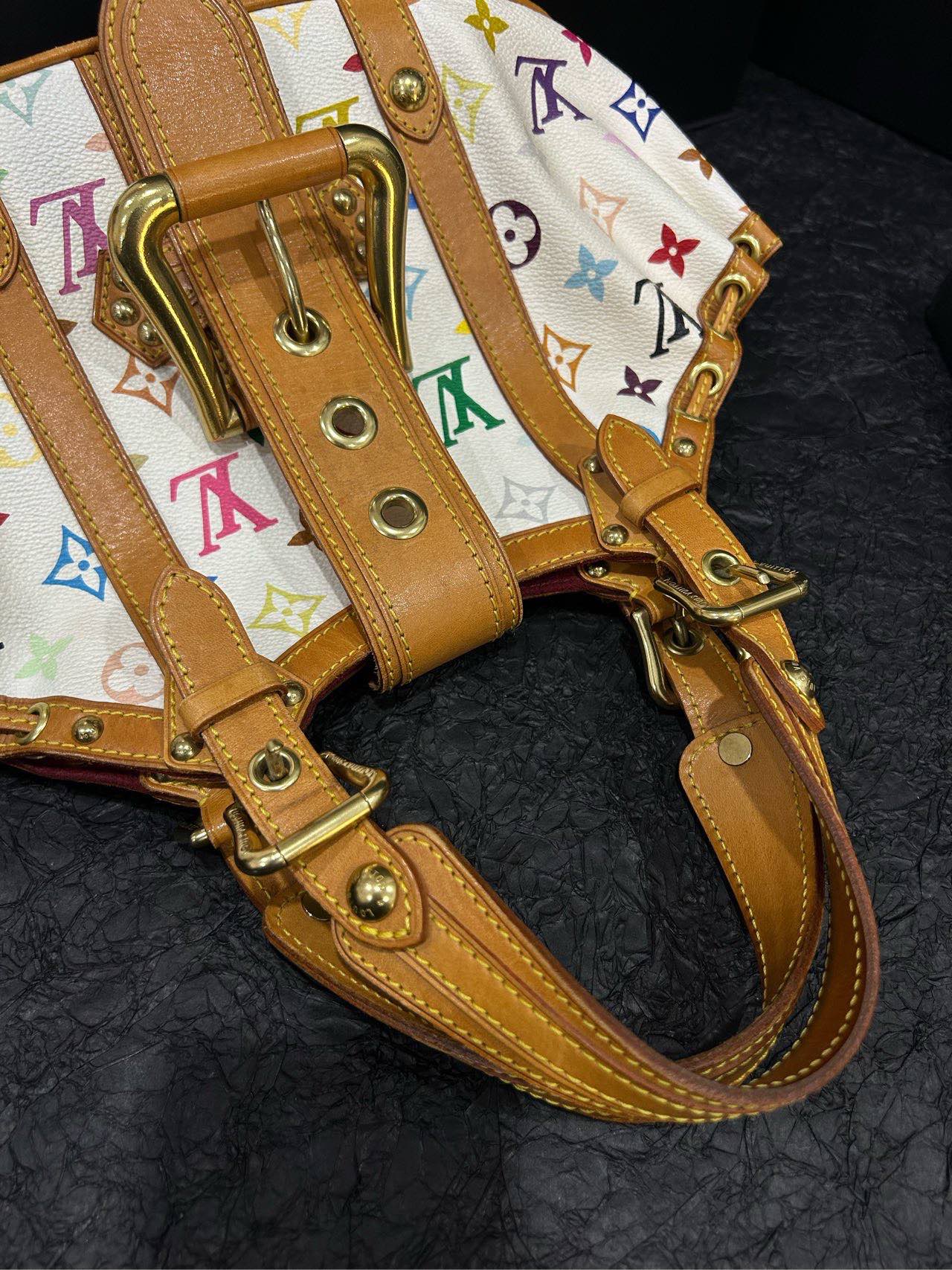 Louis Vuitton Theda White Multicolor Monogram Handle Tote Bag