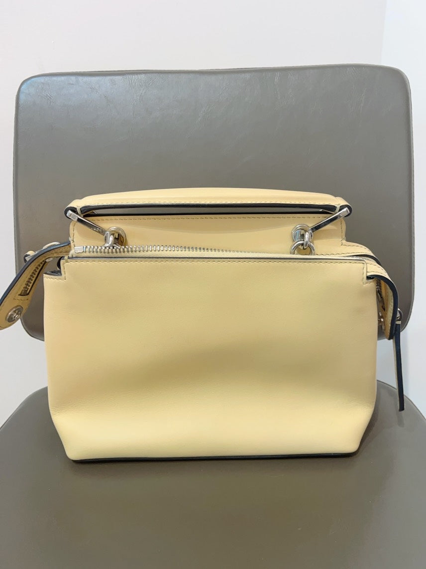 Fendi 2Ways Cream Leather Tote Bag with Unique Face Design
