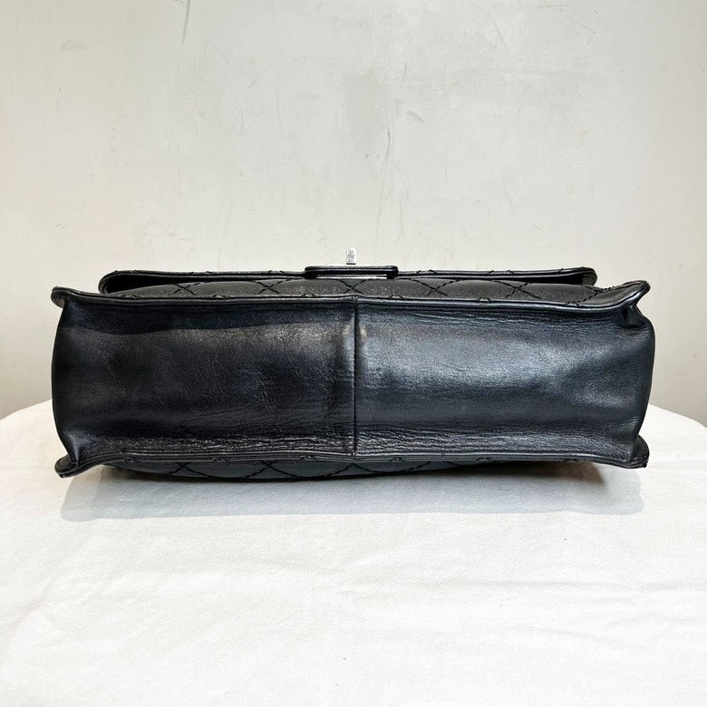 Chanel Oil Waxed Leather Black Quilted Shoulder Bag