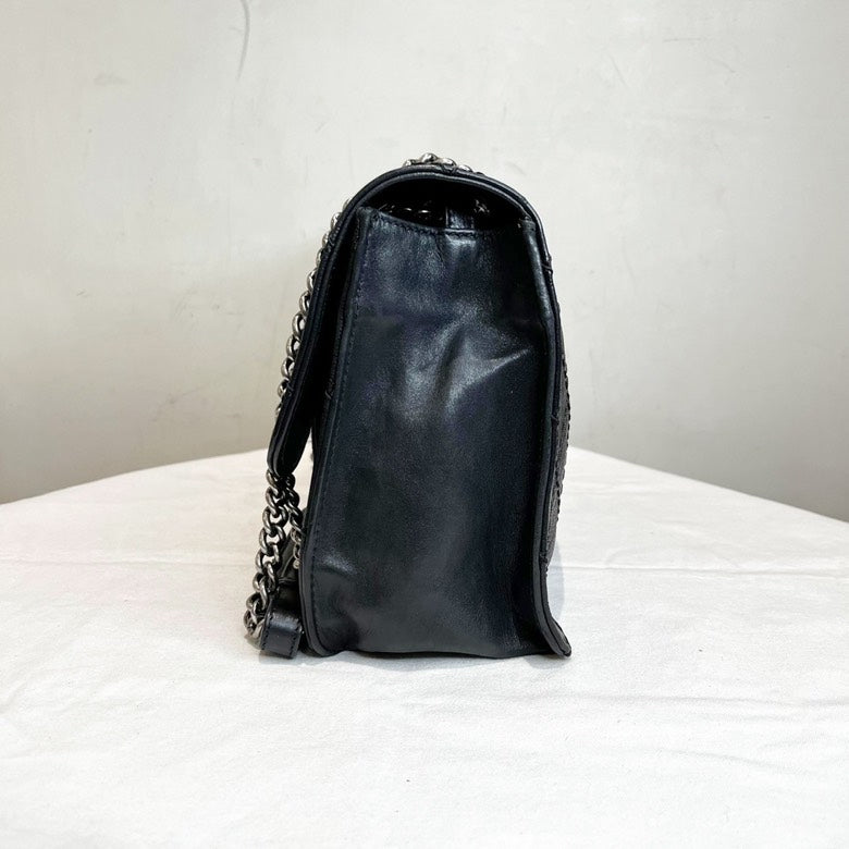 Chanel Oil Waxed Leather Black Quilted Shoulder Bag