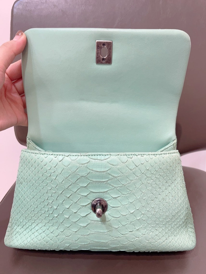 Chanel Coco Handle Small Mint Green Python Leather Bag