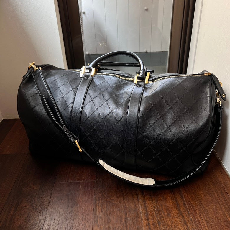 Chanel Leather 2way Black Travel Bag
