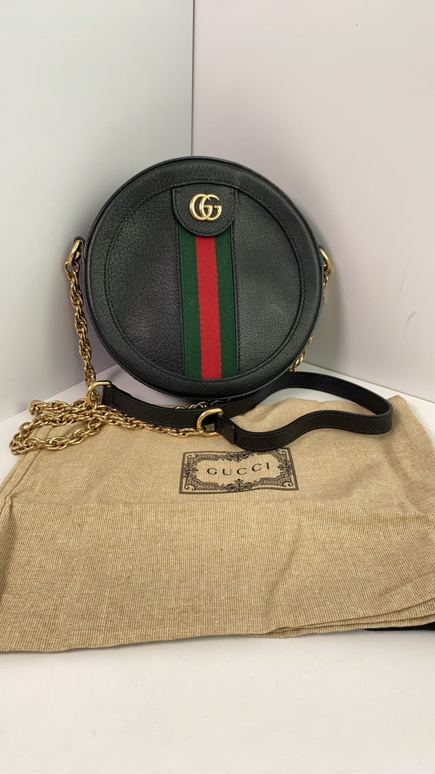 Gucci Ophidia Black Leather Crossbody Bag, Preloved