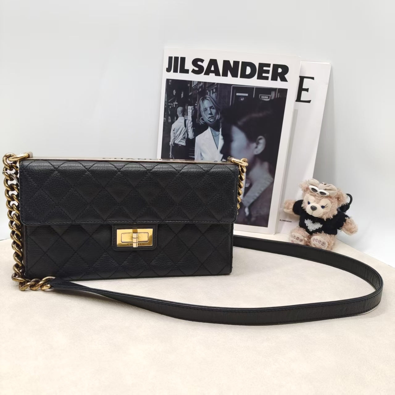 Preloved Chanel 2.55 Black Leather Crossbody Bag 2012-2013