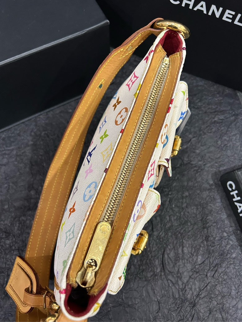 LOUIS VUITTON White Multicolor Cambridge Top Handle Bag 25cm