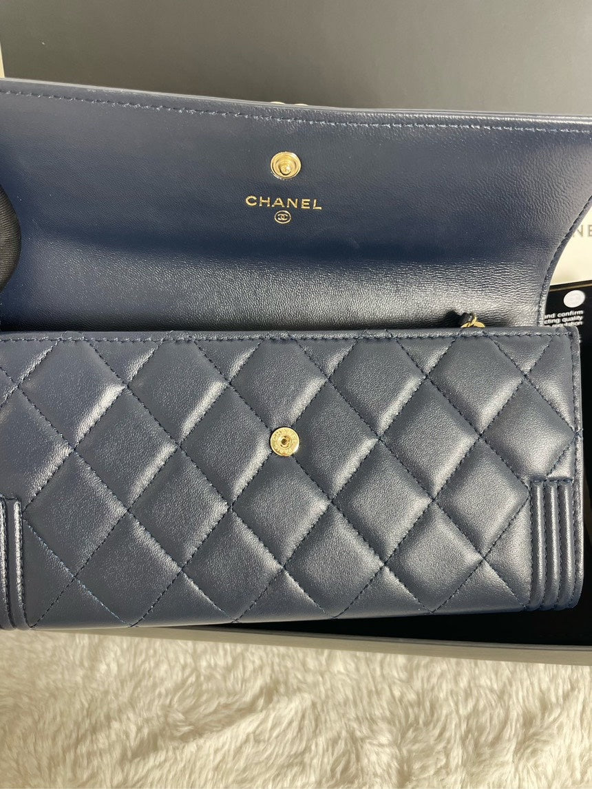 Chanel Quilted Classic Navy Leather Wallet