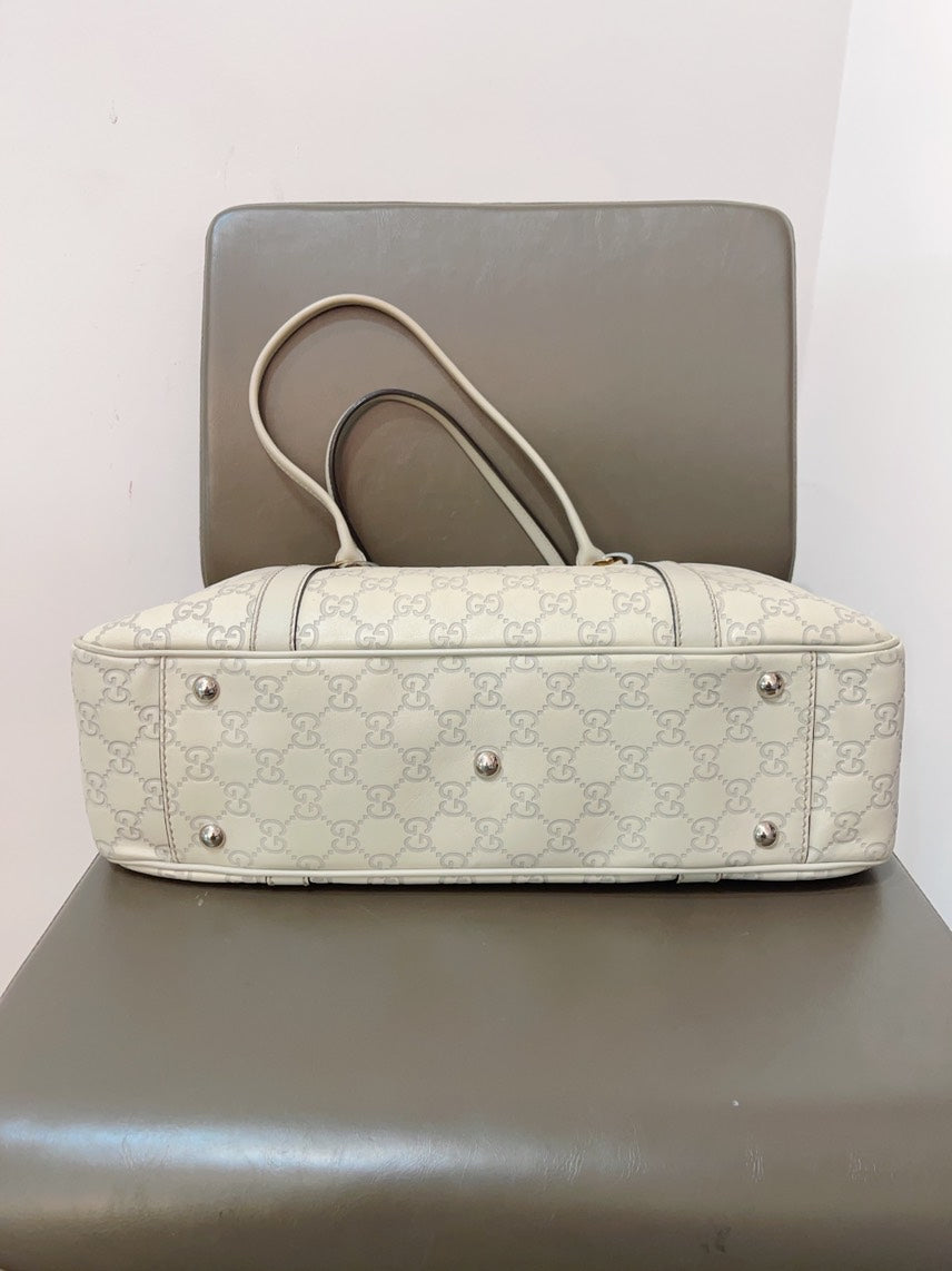 Gucci Classic GG Tote Beige Canvas Shoulder Bag