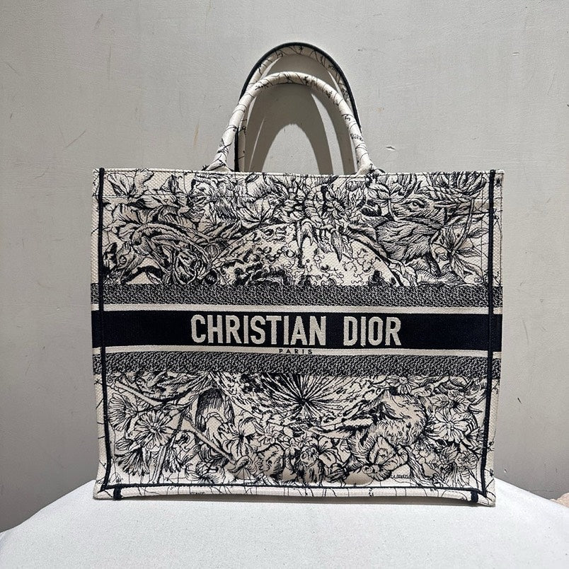 Dior Book Tote GM Size Constellation Black Canvas Tote