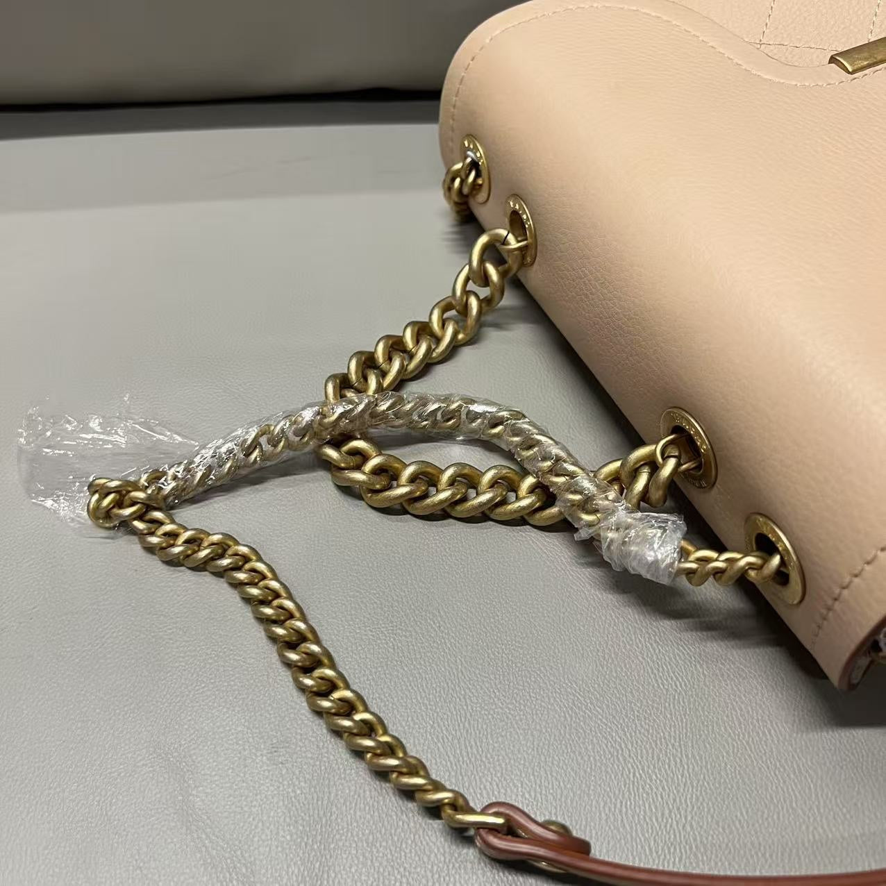 Chanel Two-Way Bag Beige Leather Shoulder Bag