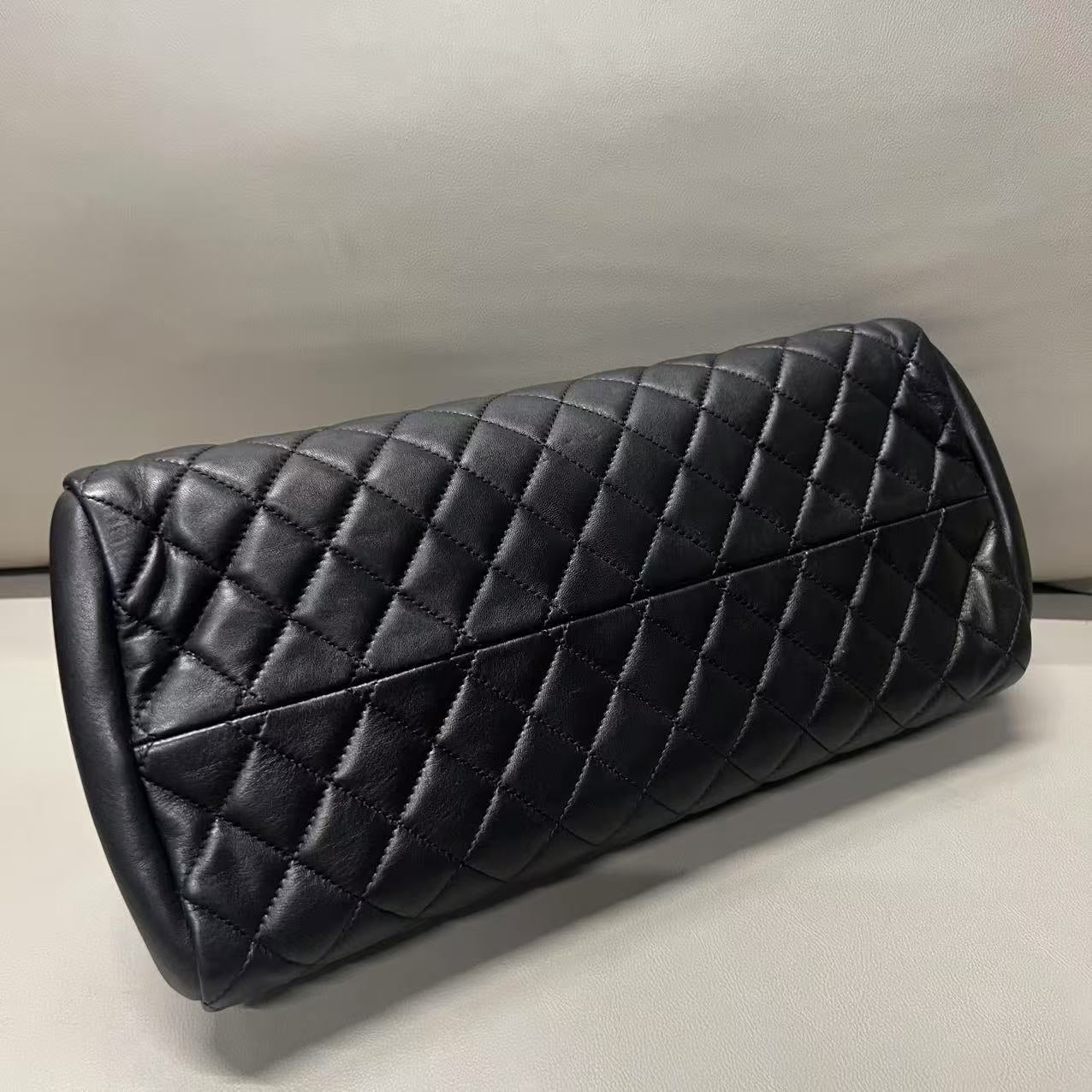 Chanel Quilted Bowling Bag Black Leather - Shoulder Bag