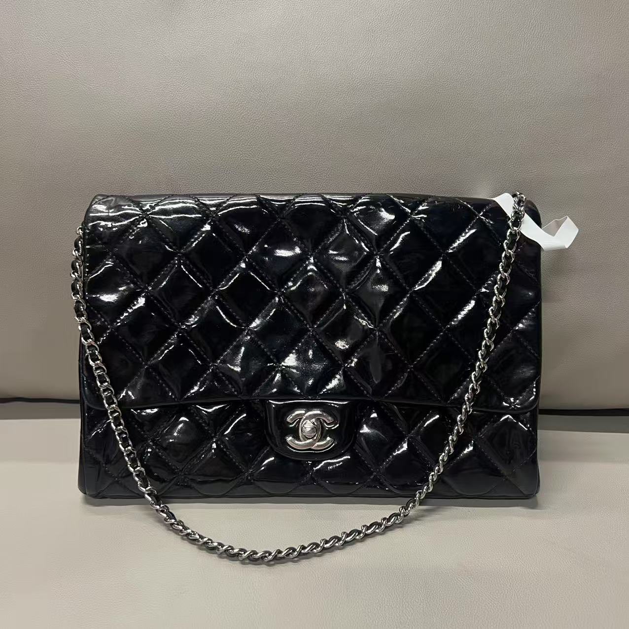 Chanel Black Patent Leather Flap Bag - Vintage Designer Shoulder Bag