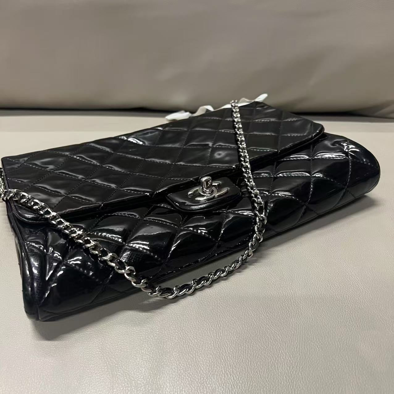 Chanel Black Patent Leather Flap Bag - Vintage Designer Shoulder Bag
