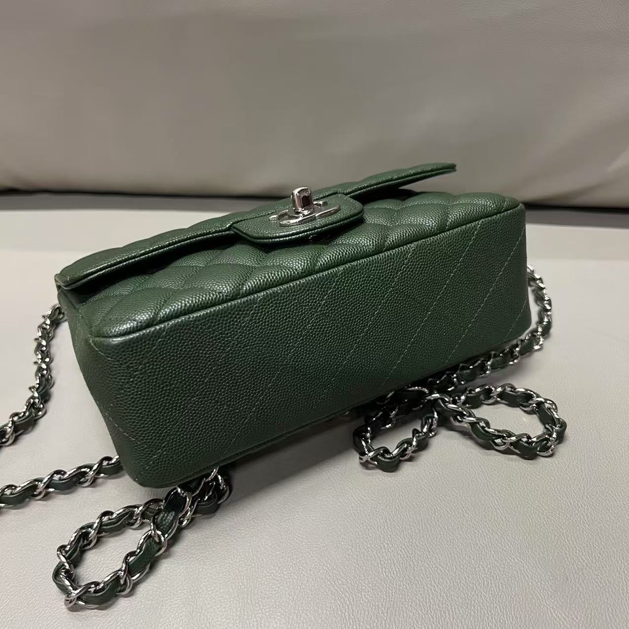 Chanel Caviar Leather Mini CF Green Shoulder Bag