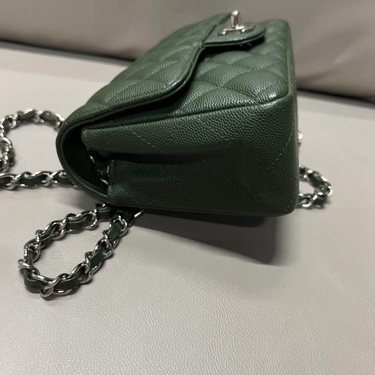 Chanel Caviar Leather Mini CF Green Shoulder Bag