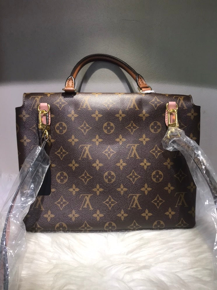 Pre-loved Louis Vuitton Monogram Canvas and Pink Leather Satchel Bag