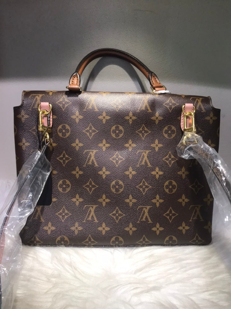 Pre-loved Louis Vuitton Monogram Canvas and Pink Leather Satchel Bag
