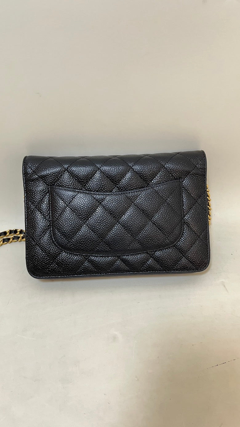 Chanel Flap Chain Bag Caviar Leather Black Shoulder Bag -