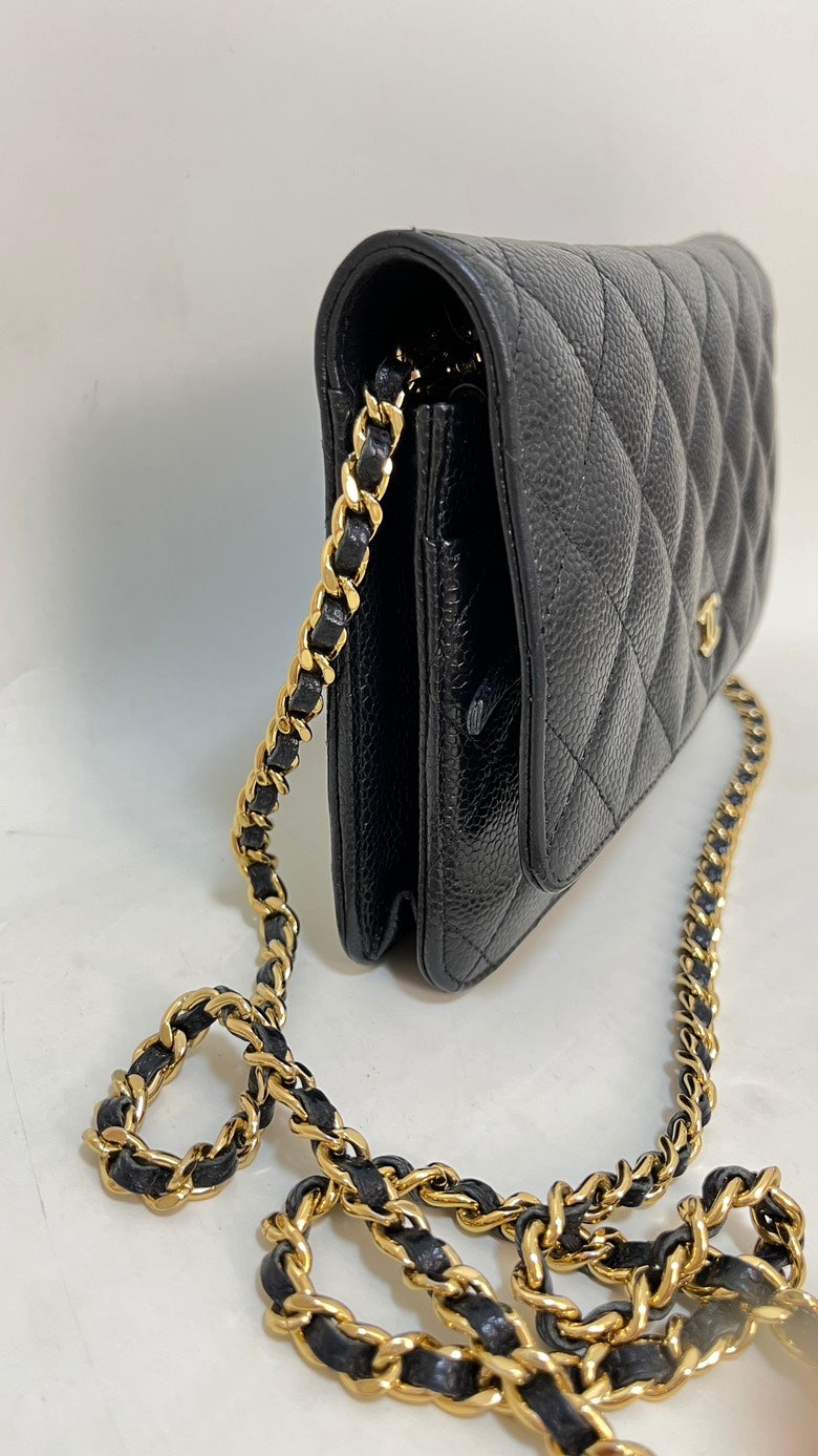 Chanel Flap Chain Bag Caviar Leather Black Shoulder Bag -