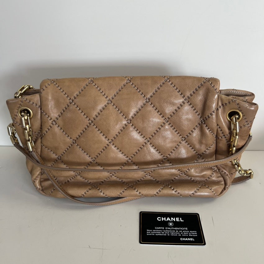 Chanel Quilted Lambskin Flap Bag in Beige, Shoulder Bag