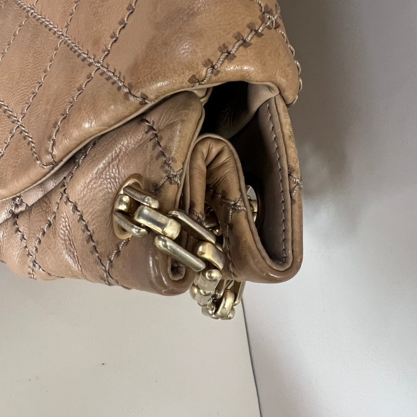 Chanel Quilted Lambskin Flap Bag in Beige, Shoulder Bag
