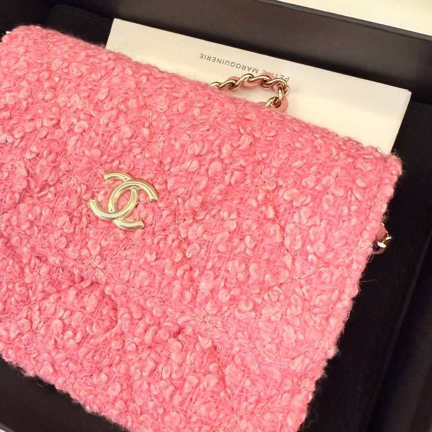 Chanel Mini Chain Bag in Pink Tweed - Shoulder Mini Bag