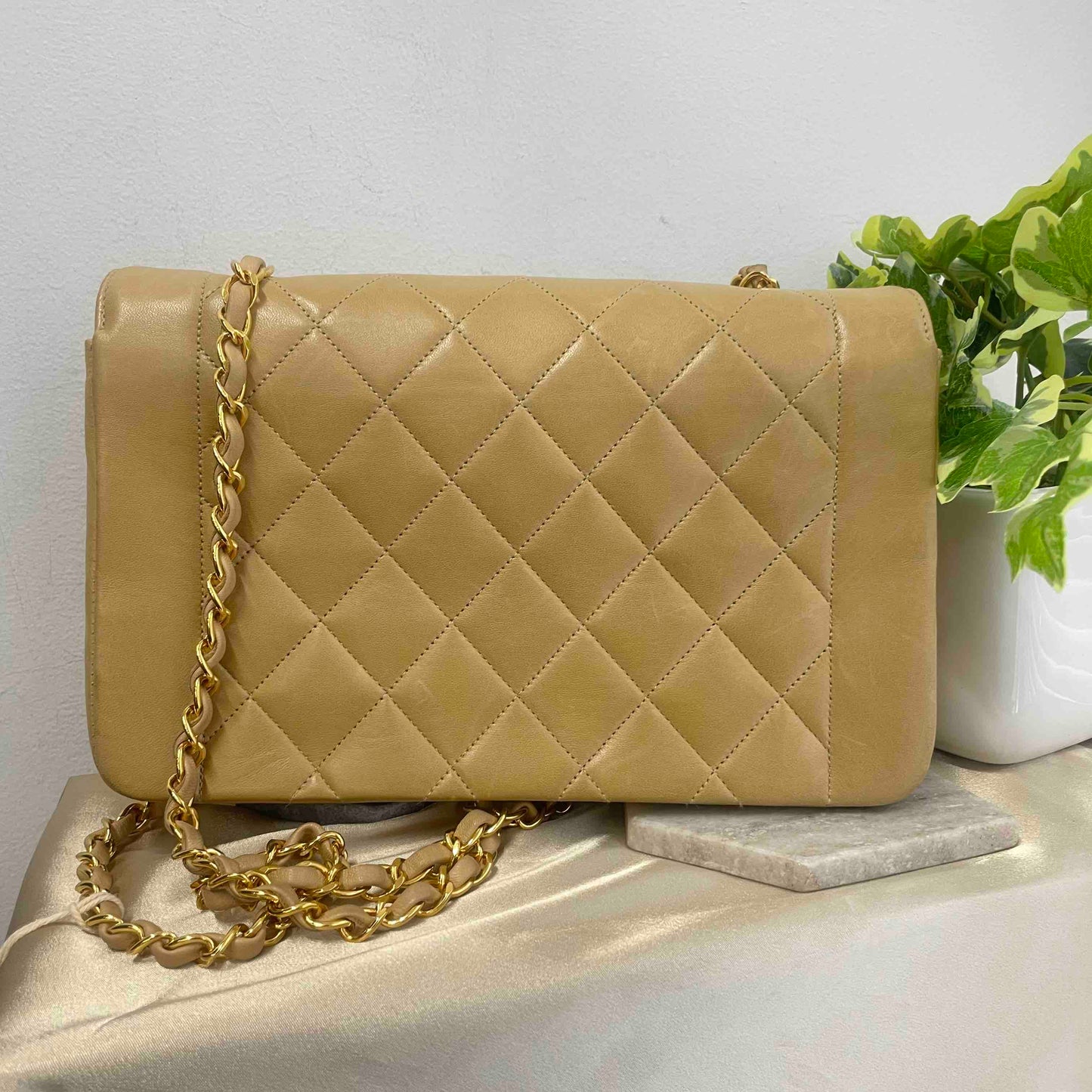 Chanel Diana Bag JS Beige Leather Shoulder Bag
