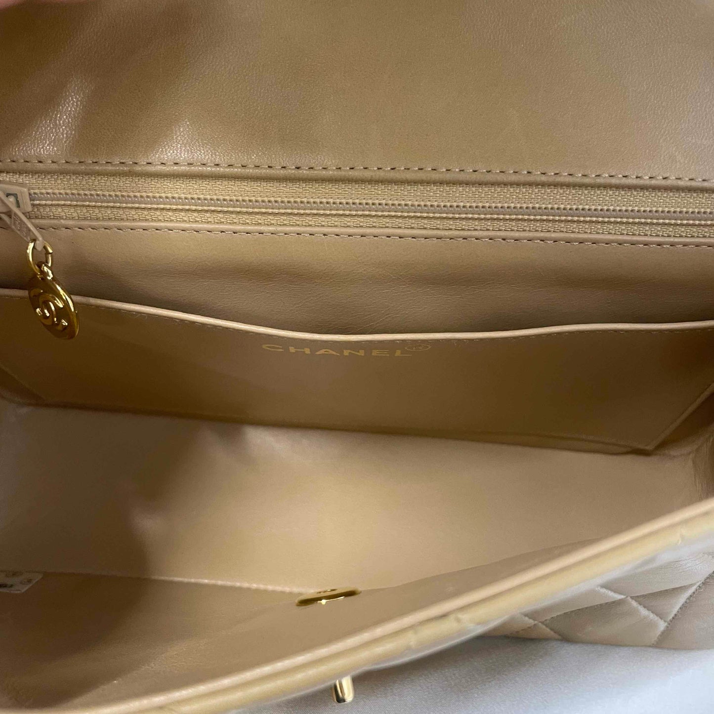 Chanel Diana Bag JS Beige Leather Shoulder Bag