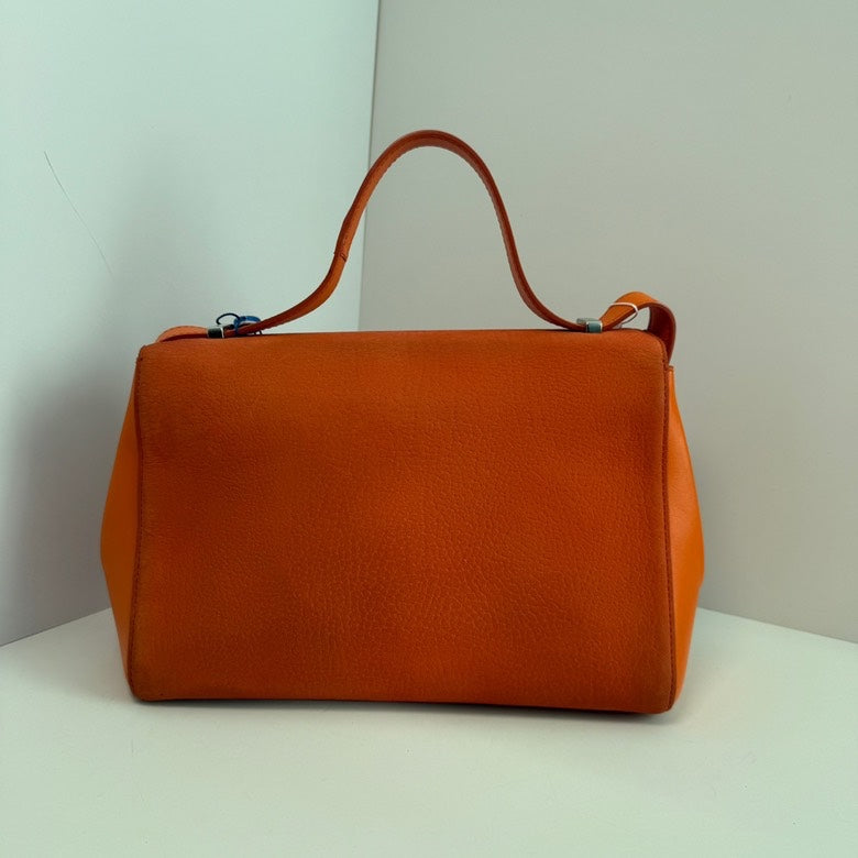 Delvaux Brilliant Crossbody Suede Leather Bag in Orange