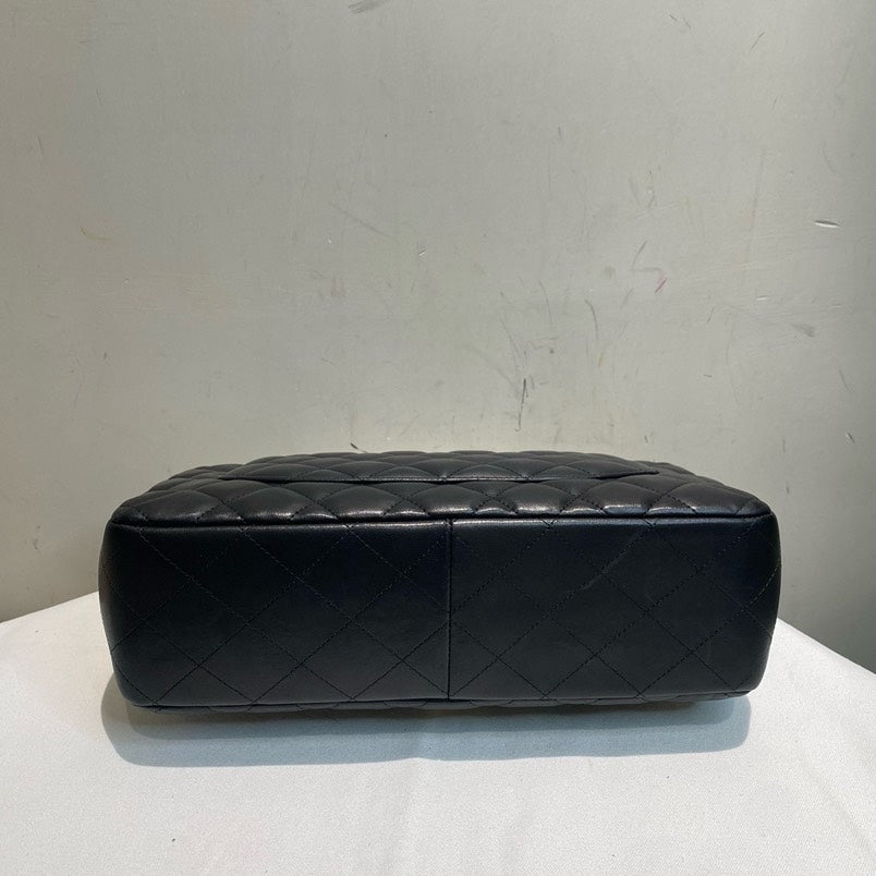 Chanel Lambskin CF Jumbo Double Flap Black Gold Shoulder Bag