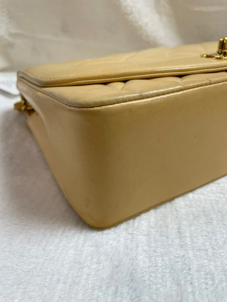 Chanel Quilted Shoulder Bag Beige Leather