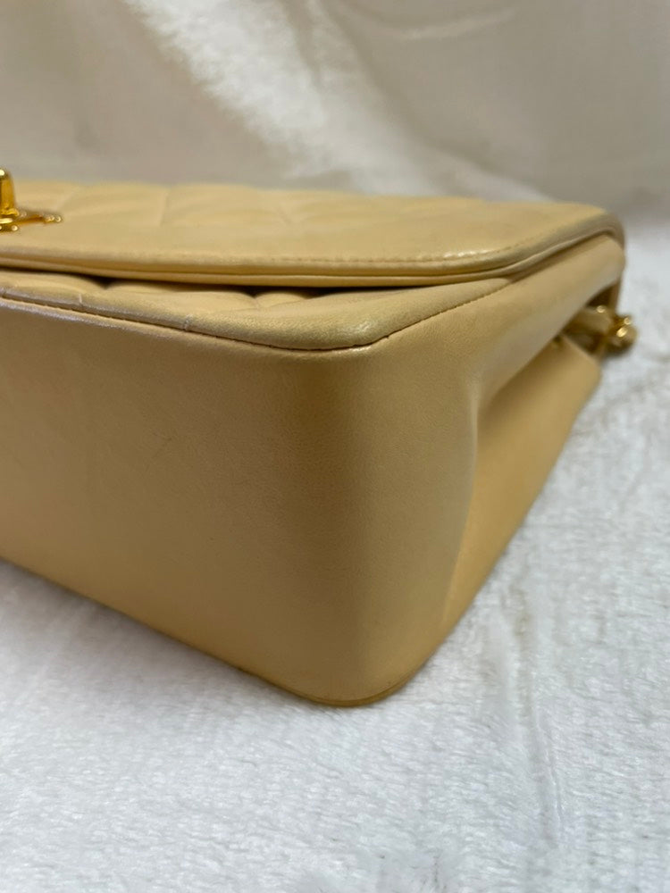 Chanel Quilted Shoulder Bag Beige Leather