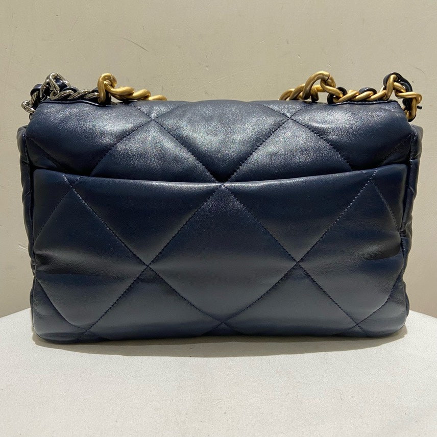 Chanel P bag Large Navy Leather Shoulder Bag
