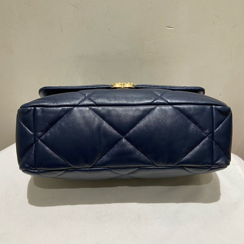 Chanel P bag Large Navy Leather Shoulder Bag