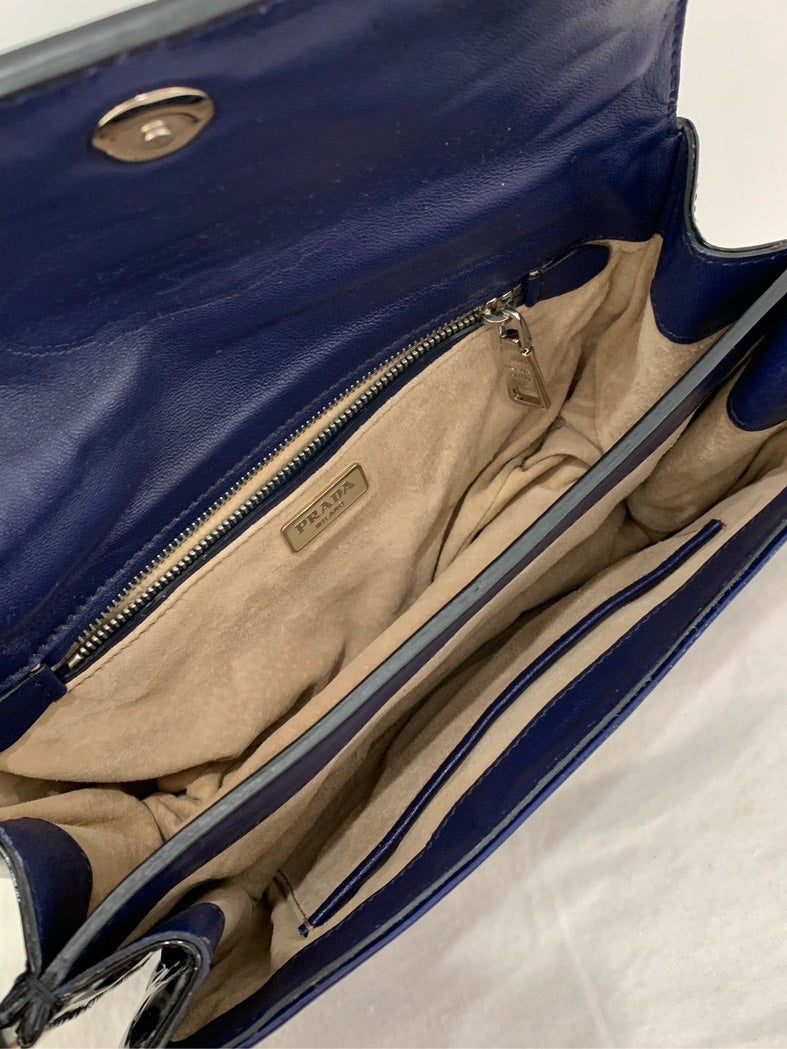 Prada Patent Leather Crossbody Bag Navy Crossbody