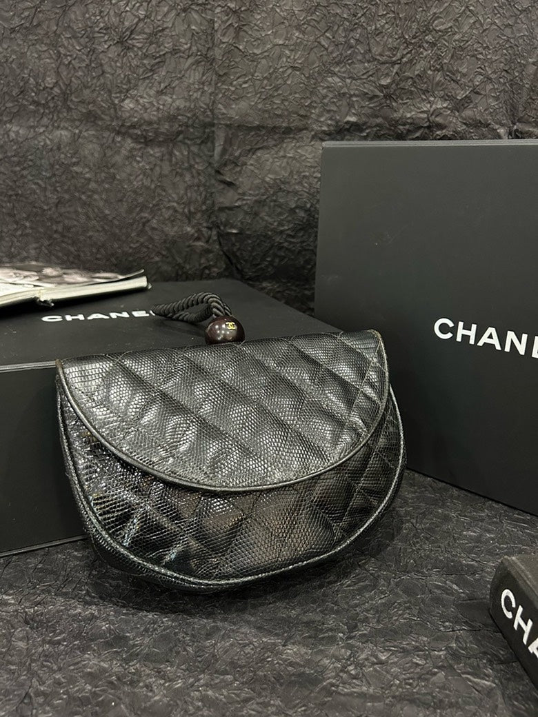 Chanel Quilted Black Leather Saddle Bag
