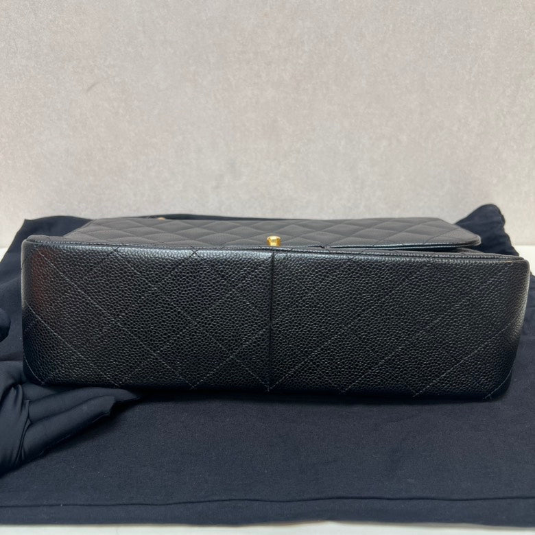 CHANEL Double Flap Black Quilted Leather Shoulder Bag