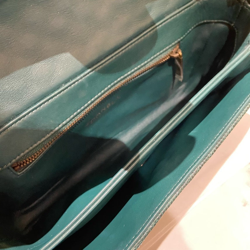 Chanel Lizard Skin Flap Bag Green Shoulder Bag