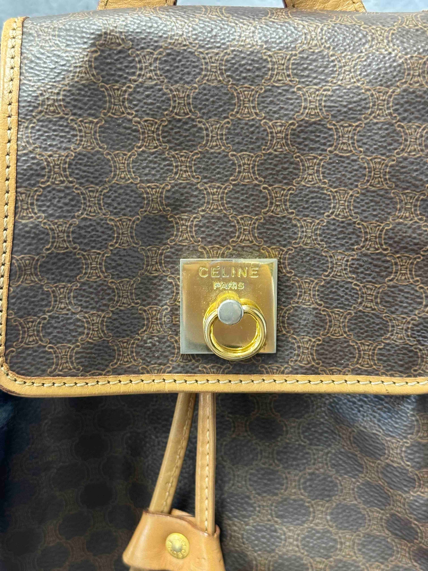 Celine Drawstring Backpack JZ16146200 Vintage Brown Canvas Bag