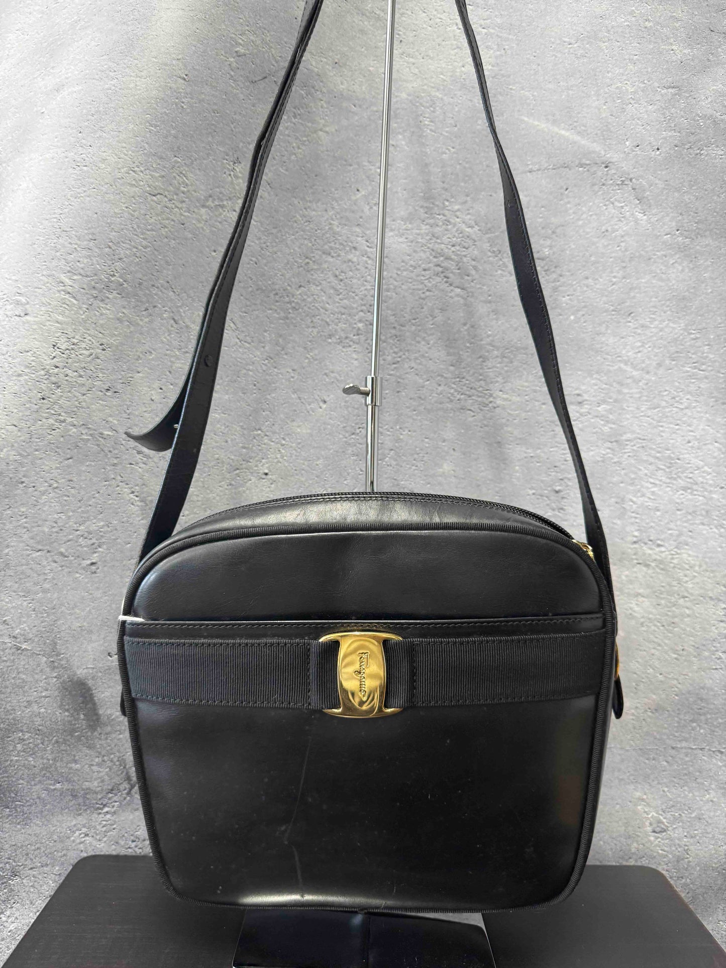 Ferragamo Ribbon Crossbody JZ15831500 Black Crossbody Bag